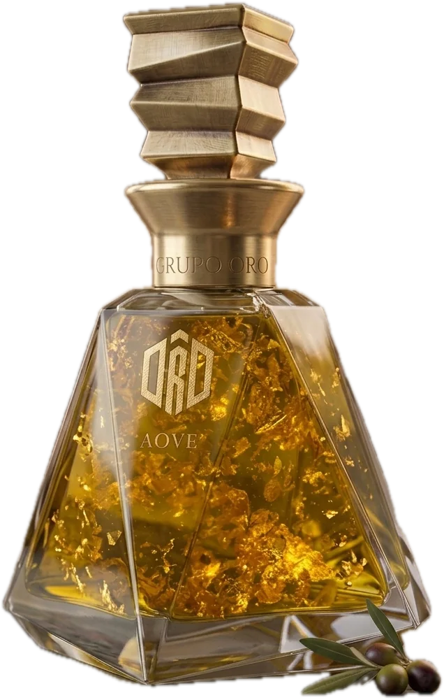 Botella de ORO AOVE Arbequina con láminas de oro de 24 quilates